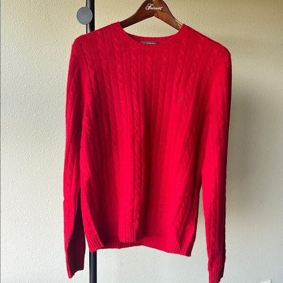 NWT LAUREN Ralph Lauren Women’s Cashmere Red Cable Knit Sweater - size XL - Picture 1 of 6